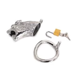 Cock Cage Lion - Zilver -Kiotos cock cage lion zilver sleutel