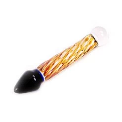 Glazen Dildo Black & Yellow Rocket -Kiotos glazen dildo black yellow rocket