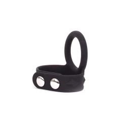 Siliconen Cockring Tri-snap - Zwart - SM -Kiotos siliconen cock and ball ring 1